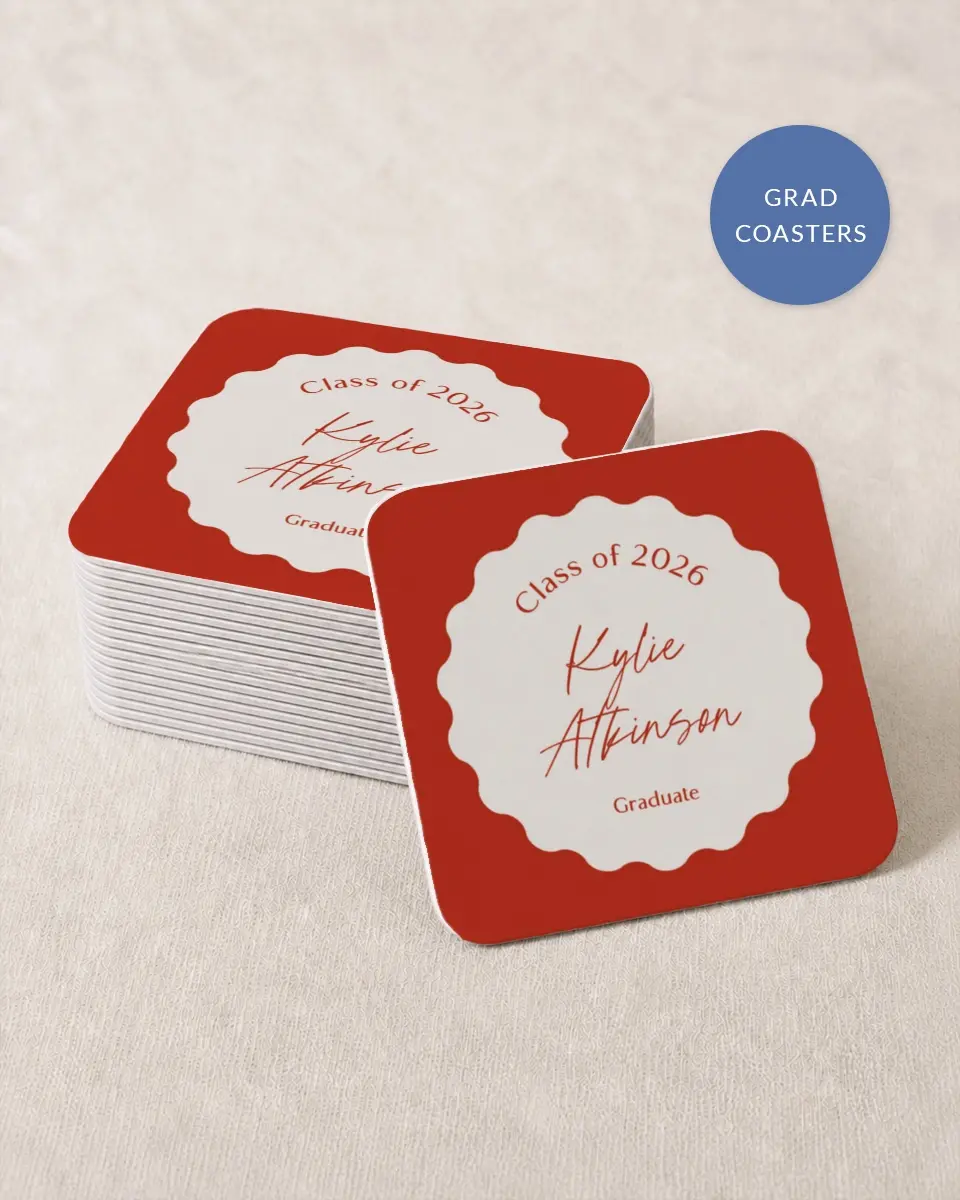 This is a 4" x 4" Wedding Coaster called Unwavering Spirit printed in full color on Kraft Chipboard paper