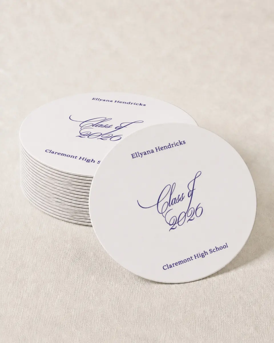 This is a 4" x 4" Wedding Coaster called Elegantly Graduated printed in full color on Kraft Chipboard paper