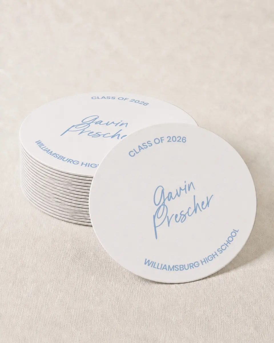 This is a 4" x 4" Wedding Coaster called Simple Grad printed in full color on Kraft Chipboard paper