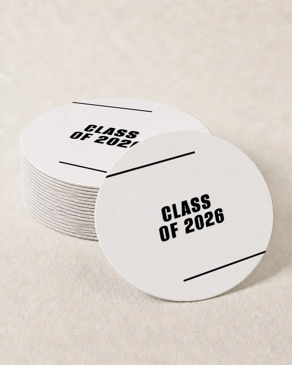 This is a 4" x 4" Wedding Coaster called Go Long printed in full color on Kraft Chipboard paper