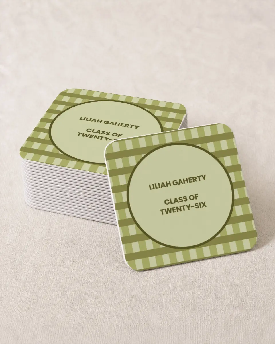 This is a 4" x 4" Wedding Coaster called Ivy Bound printed in full color on Kraft Chipboard paper