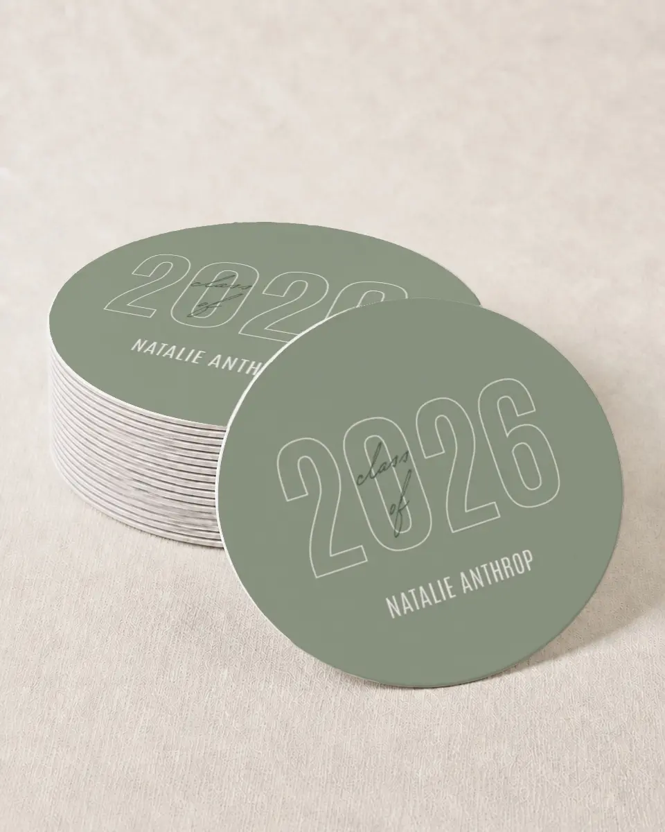 This is a 4" x 4" Wedding Coaster called Shining Brilliance printed in full color with Gold foil on Kraft Chipboard paper