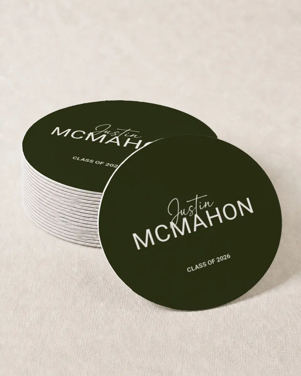 This is a 4" x 4" Wedding Coaster called Forward Bound printed in full color on Kraft Chipboard paper