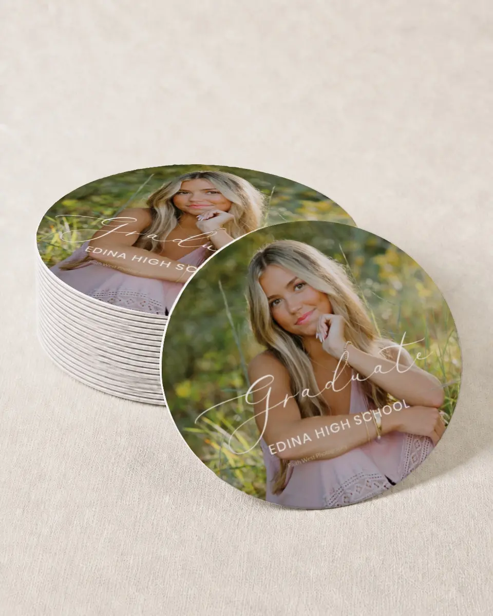 This is a 4" x 4" Wedding Coaster called Refined Moment printed in full color on Kraft Chipboard paper