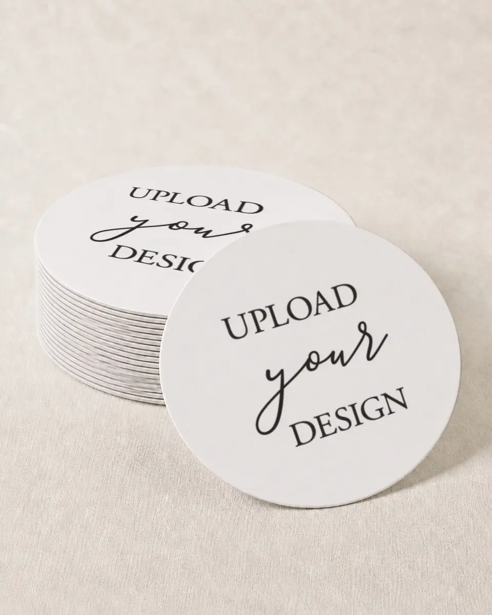 This is a 4" x 4" Upload Your Design called Upload Your Design printed in full color with Gold foil on Kraft Chipboard paper
