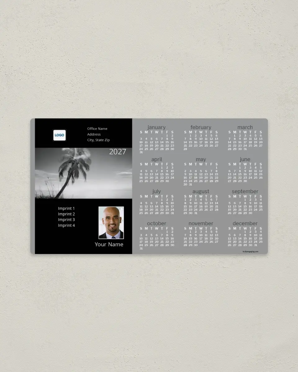 This is a 4" x 7" Full Magnet Calendar called Palm Tree printed in full color with a Standard Gloss finish