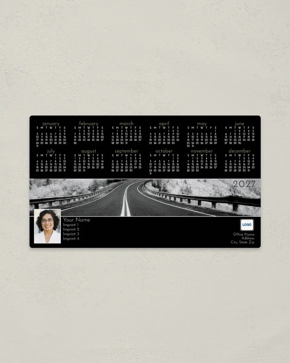 This is a 4" x 7" Full Magnet Calendar called Road printed in full color with a Standard Gloss finish