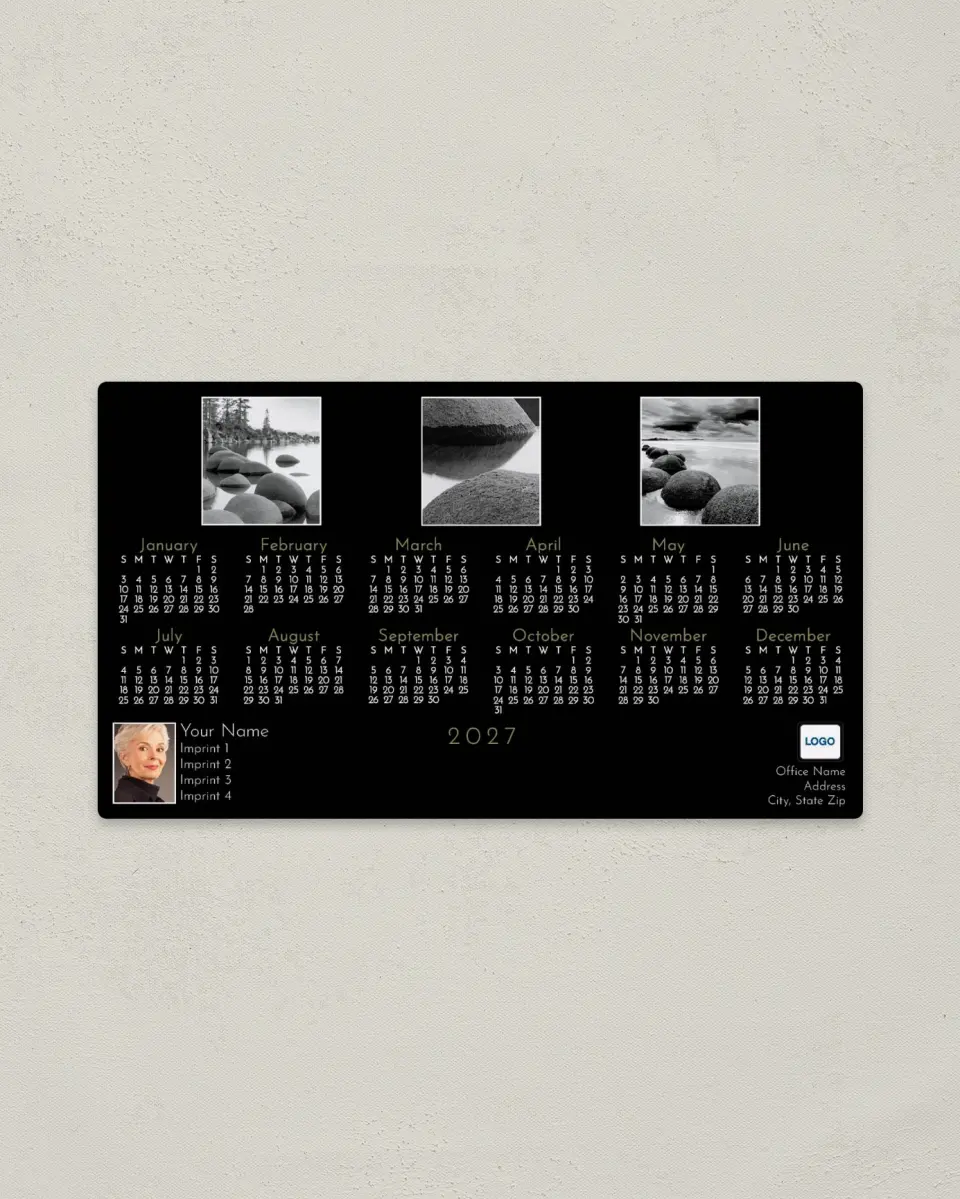 This is a 4" x 7" Full Magnet Calendar called Stones printed in full color with a Standard Gloss finish