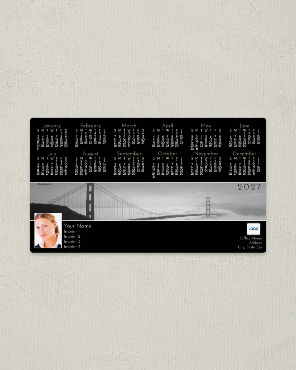 This is a 4" x 7" Full Magnet Calendar called Golden Gate Bridge printed in full color with a Standard Gloss finish