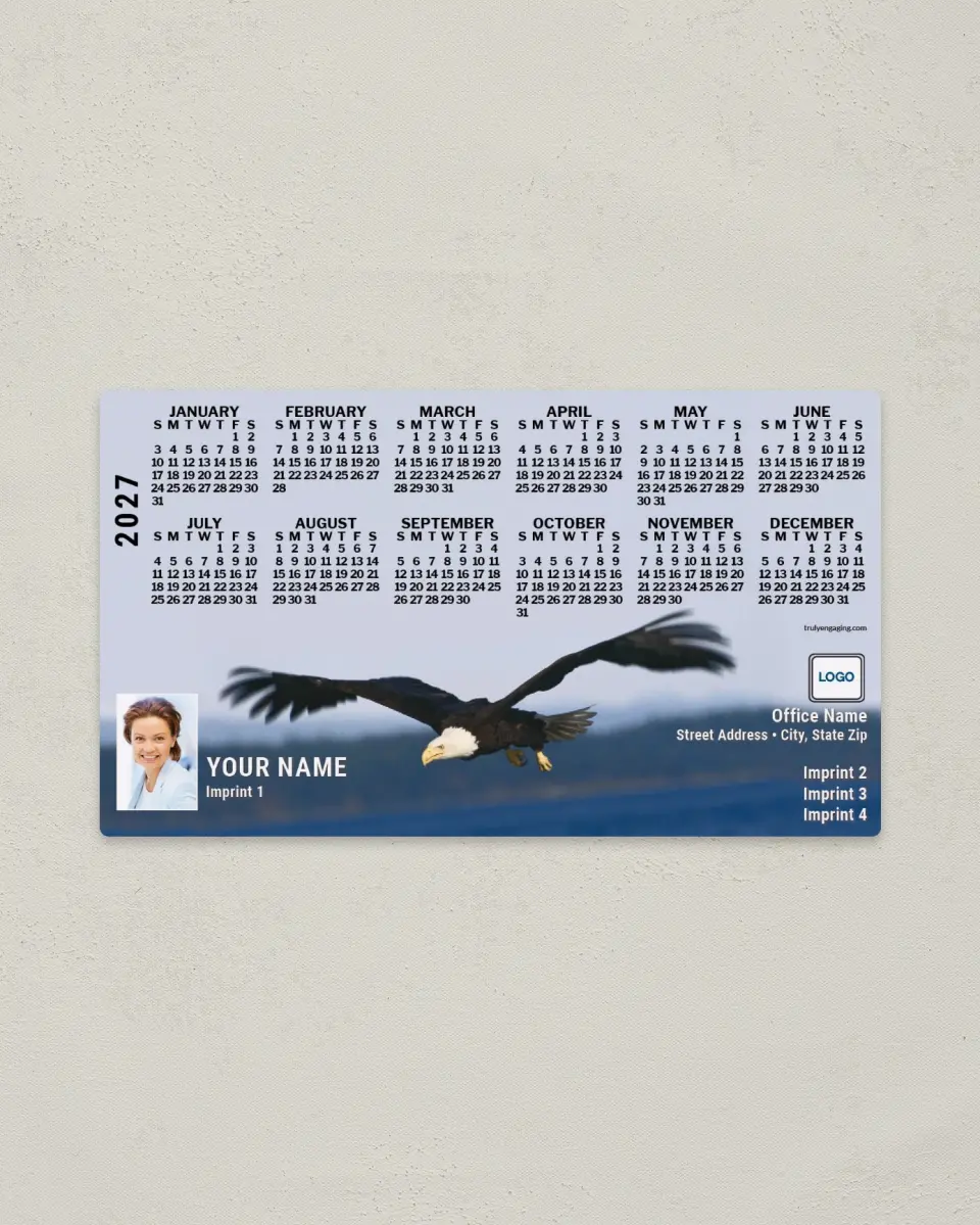 This is a 4" x 7" Full Magnet Calendar called Eagle printed in full color with a Standard Gloss finish