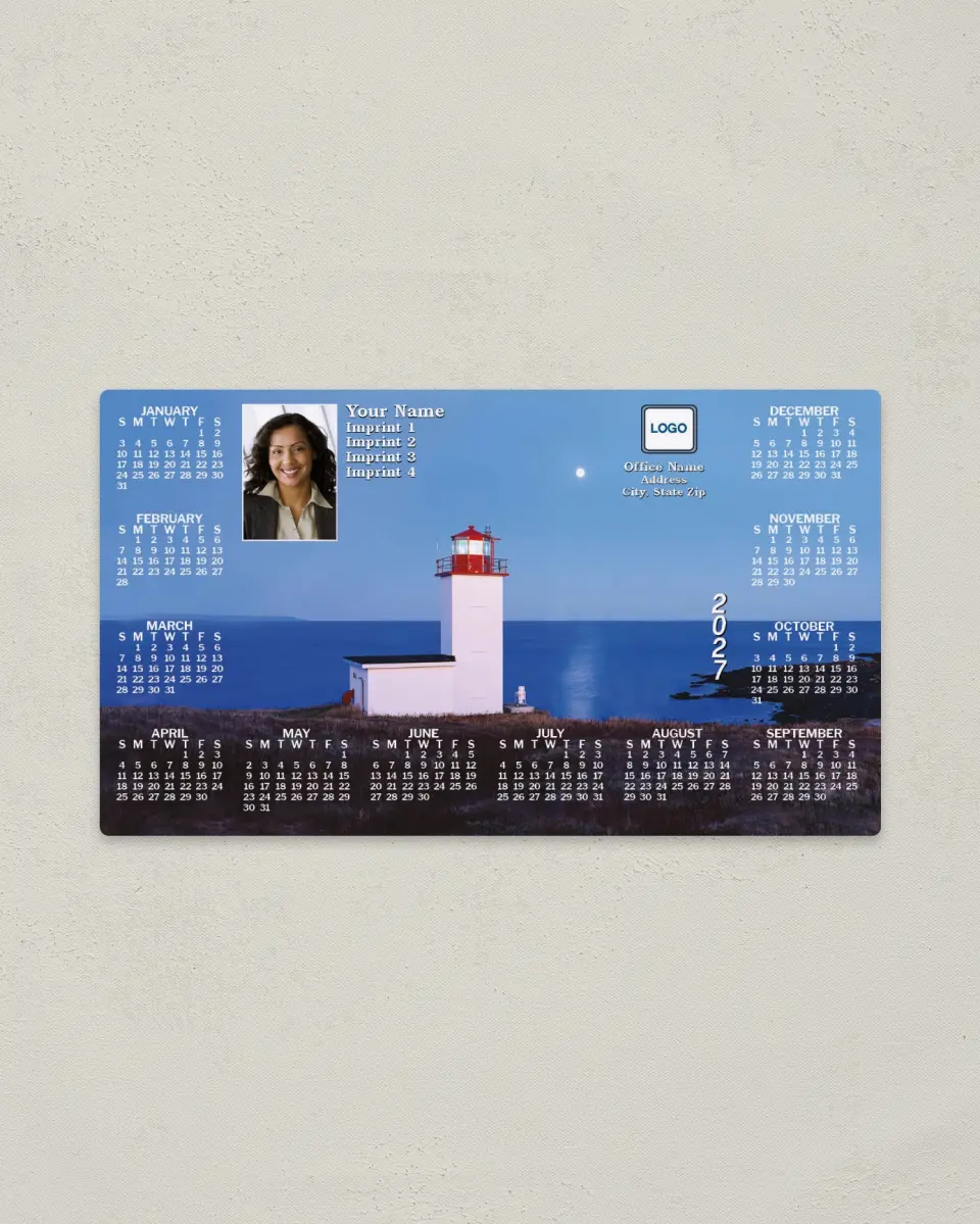 This is a 4" x 7" Full Magnet Calendar called Lighthouse printed in full color with a Standard Gloss finish