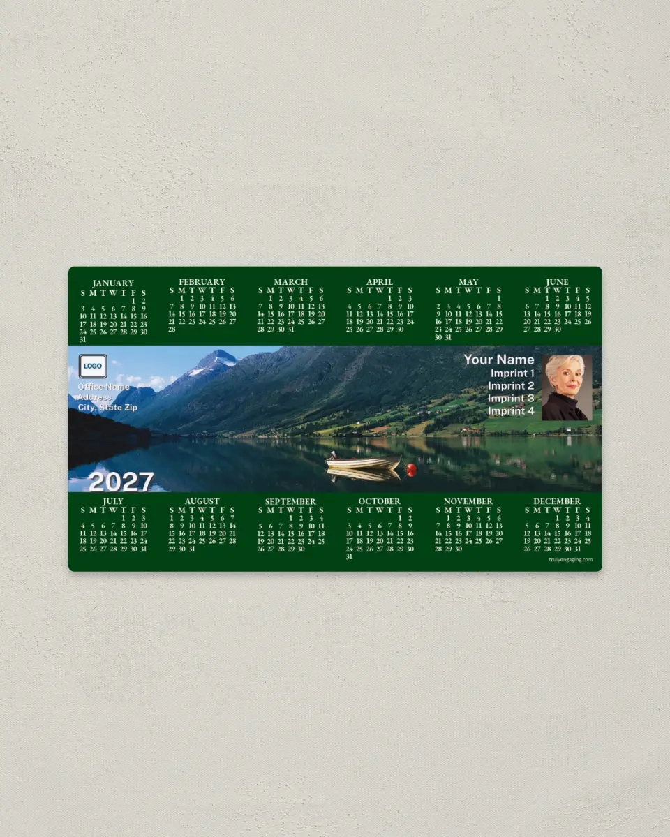 This is a 4" x 7" Full Magnet Calendar called Mountain Valley printed in full color with a Standard Gloss finish