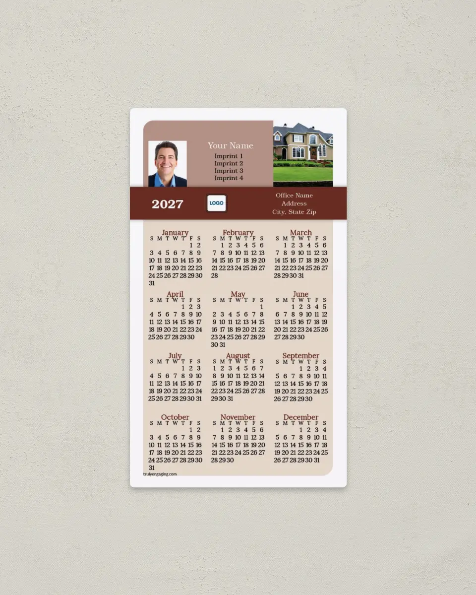 This is a 4" x 7" Full Magnet Calendar called Branded Banner printed in full color with a Standard Gloss finish