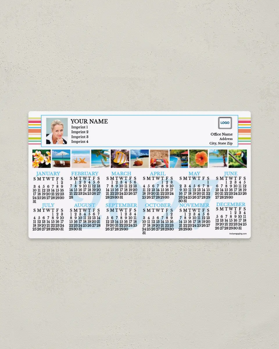 This is a 4" x 7" Full Magnet Calendar called Colorful Stripes printed in full color with a Standard Gloss finish