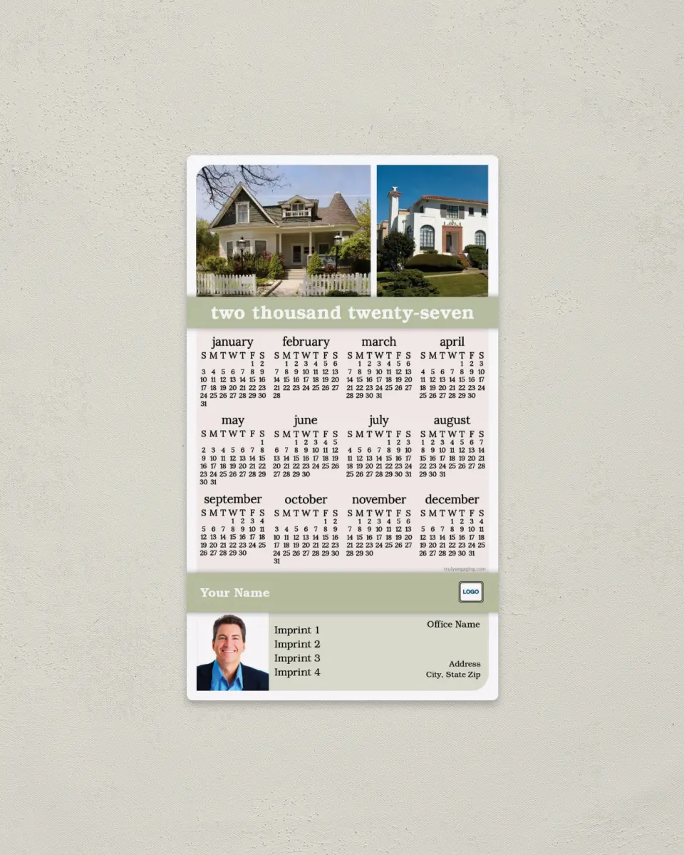 This is a 4" x 7" Full Magnet Calendar called Modern Brand printed in full color with a Standard Gloss finish