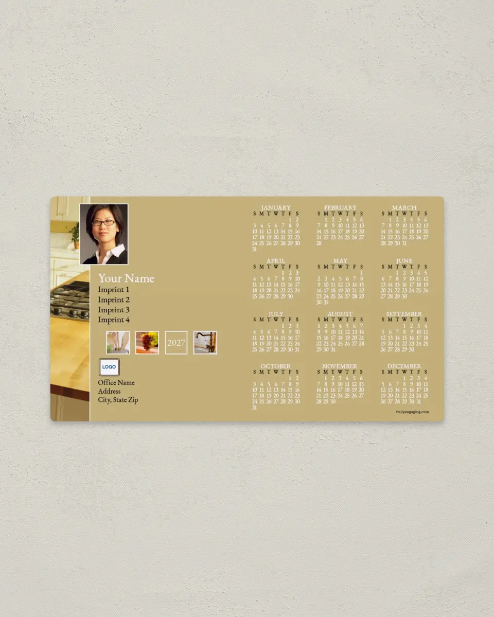 This is a 4" x 7" Full Magnet Calendar called The Kitchen printed in full color with a Standard Gloss finish
