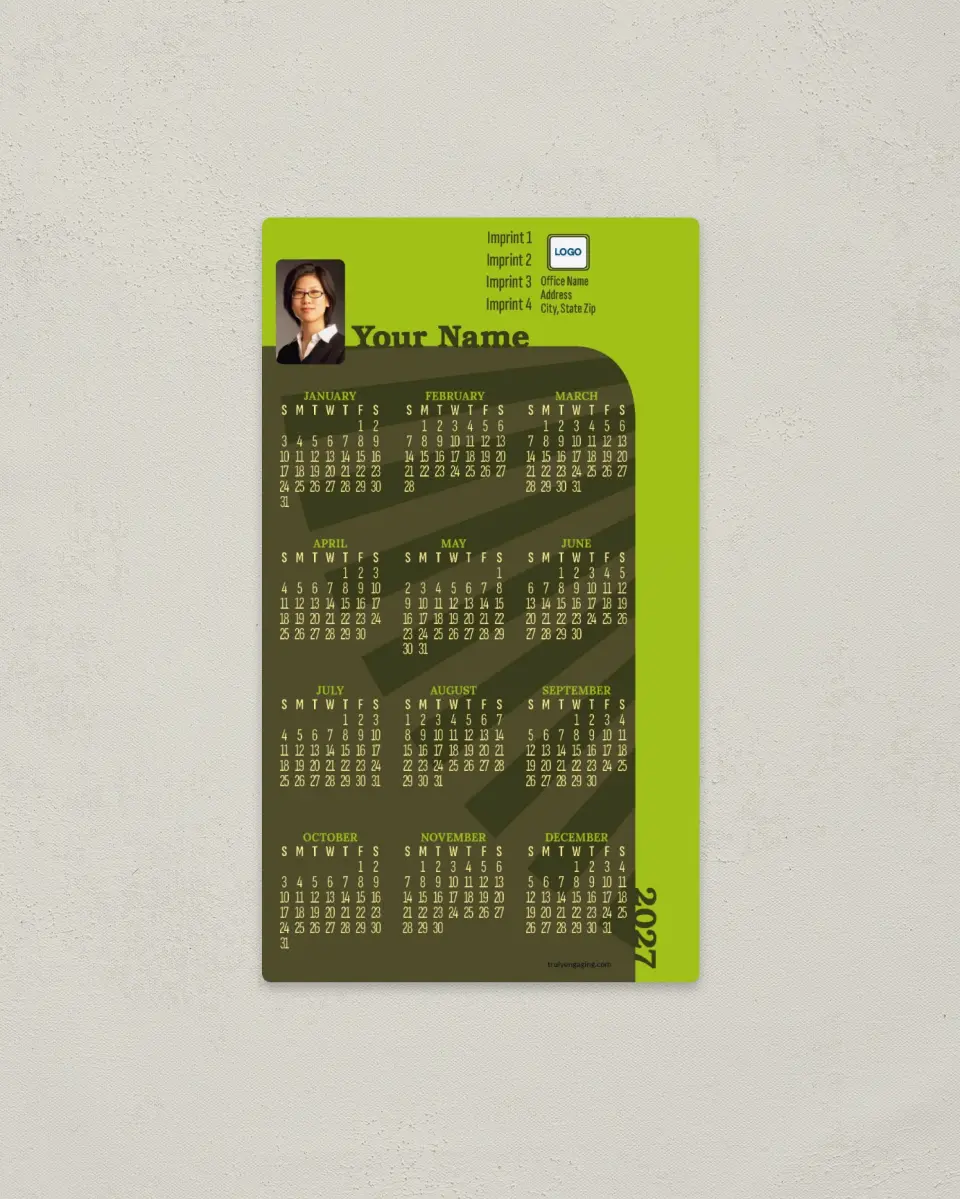 This is a 4" x 7" Full Magnet Calendar called Green Lifestyle printed in full color with a Standard Gloss finish