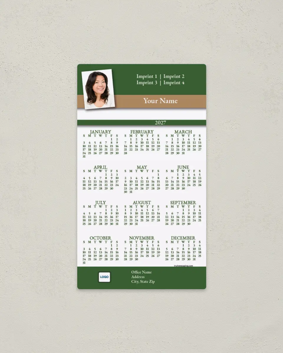 This is a 4" x 7" Full Magnet Calendar called Simplicity printed in full color with a Standard Gloss finish