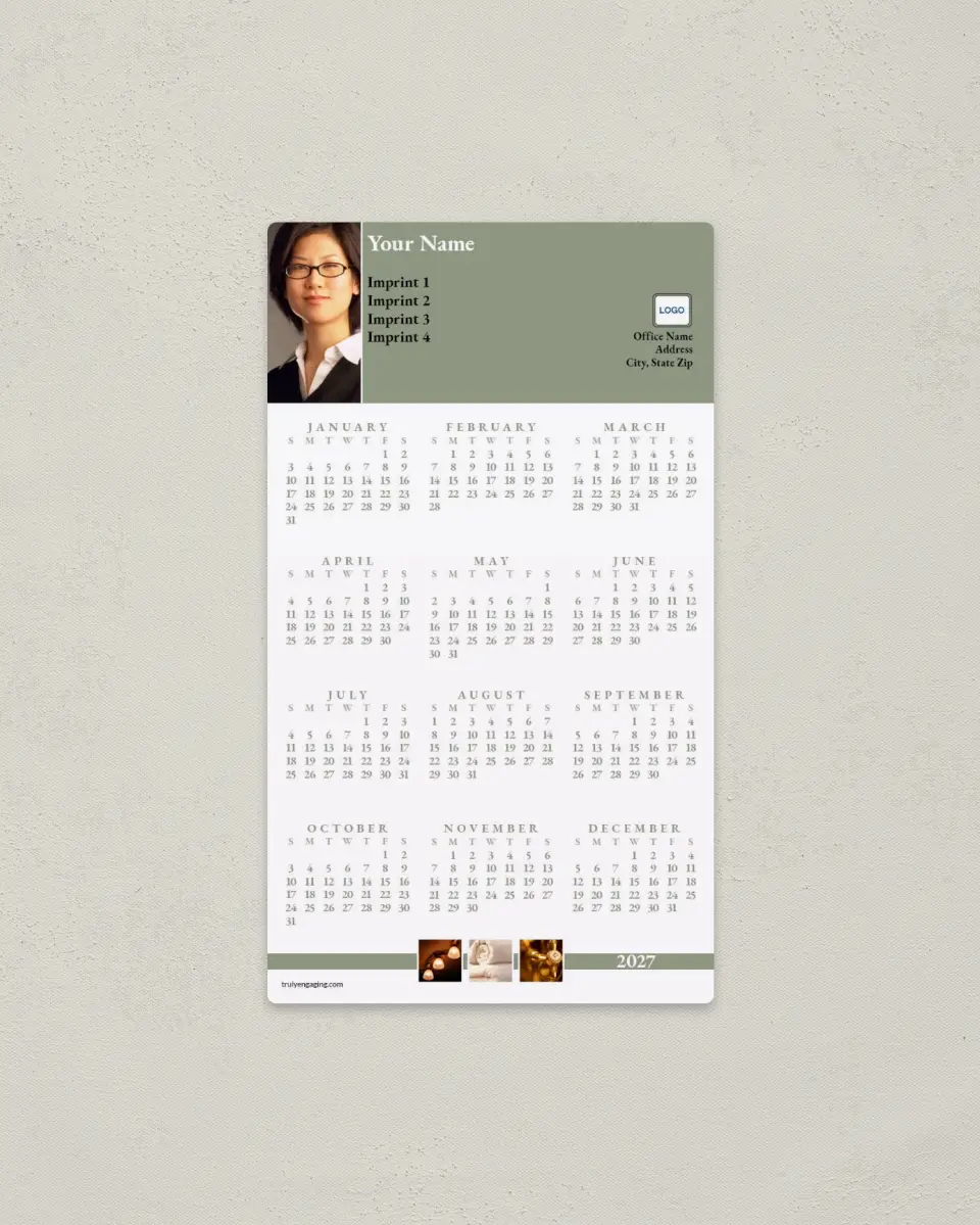 This is a 4" x 7" Full Magnet Calendar called The Bathroom printed in full color with a Standard Gloss finish