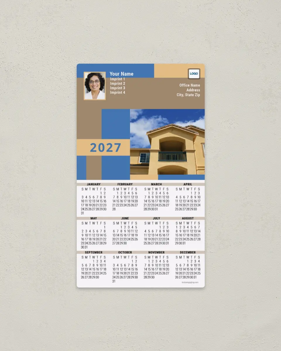 This is a 4" x 7" Full Magnet Calendar called Modern Home printed in full color with a Standard Gloss finish