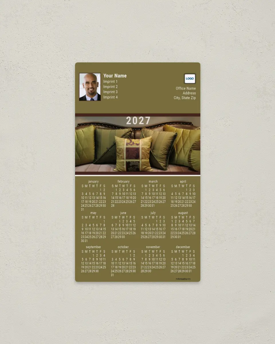 This is a 4" x 7" Full Magnet Calendar called Modern Style Couch printed in full color with a Standard Gloss finish