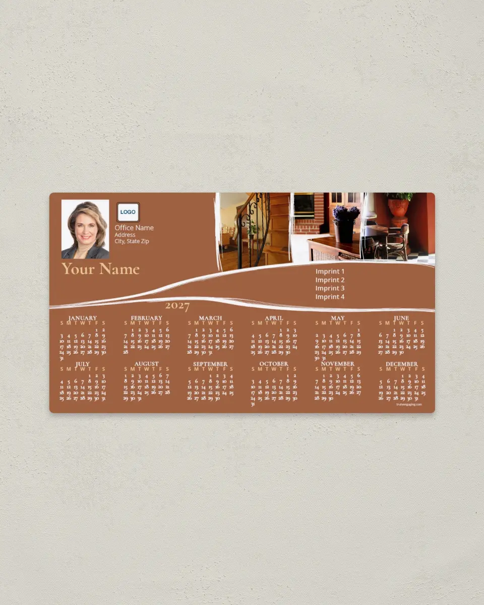 This is a 4" x 7" Full Magnet Calendar called 3 Photos, Home Interior printed in full color with a Standard Gloss finish