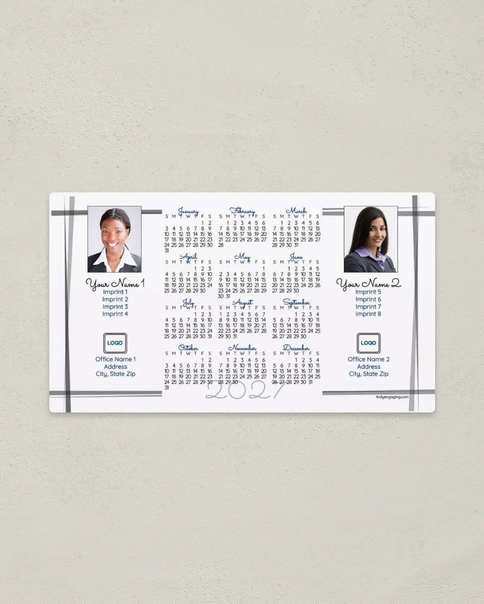 This is a 4" x 7" Full Magnet Calendar called Sketchy Lines, 2-Person printed in full color with a Standard Gloss finish