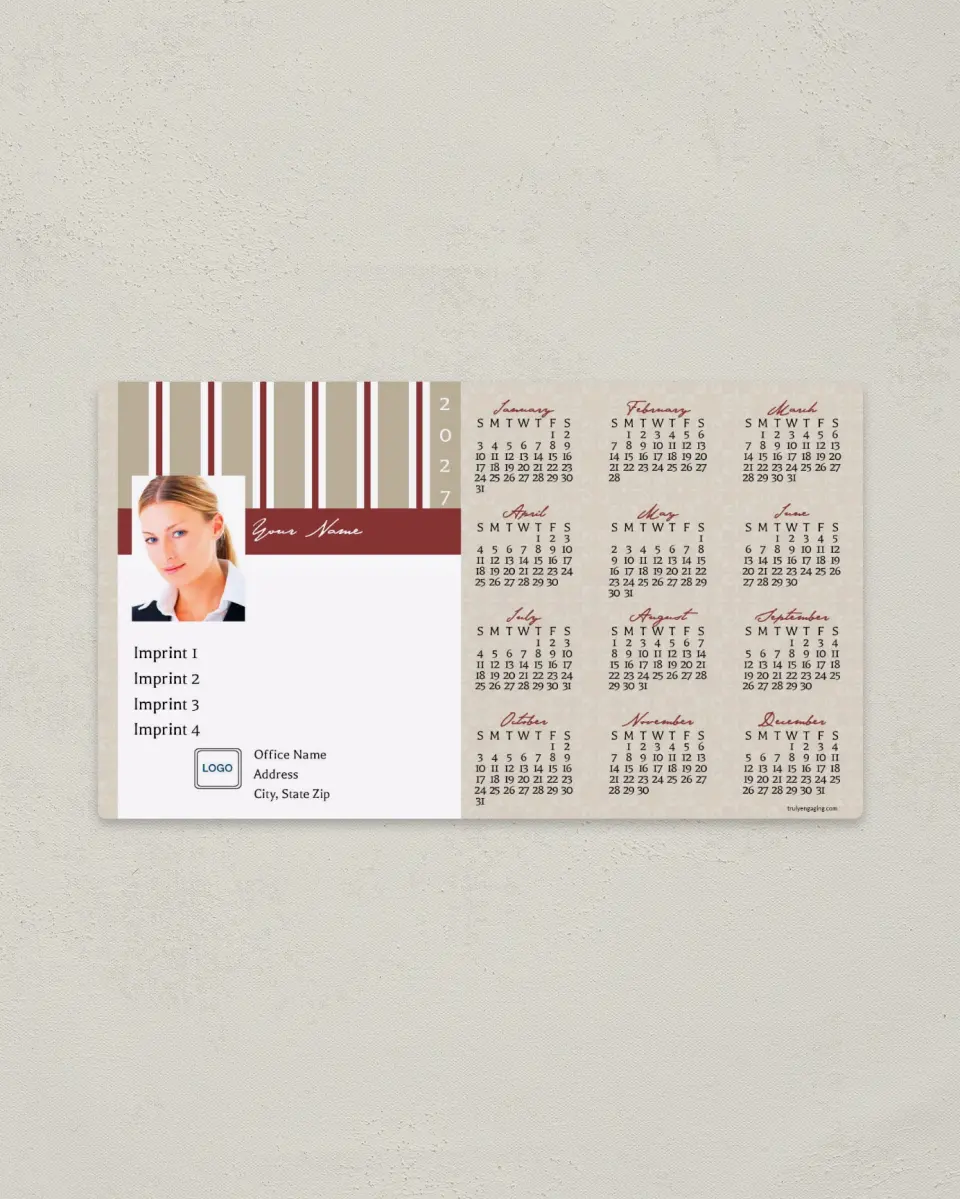 This is a 4" x 7" Full Magnet Calendar called Vintage Stripes printed in full color with a Standard Gloss finish