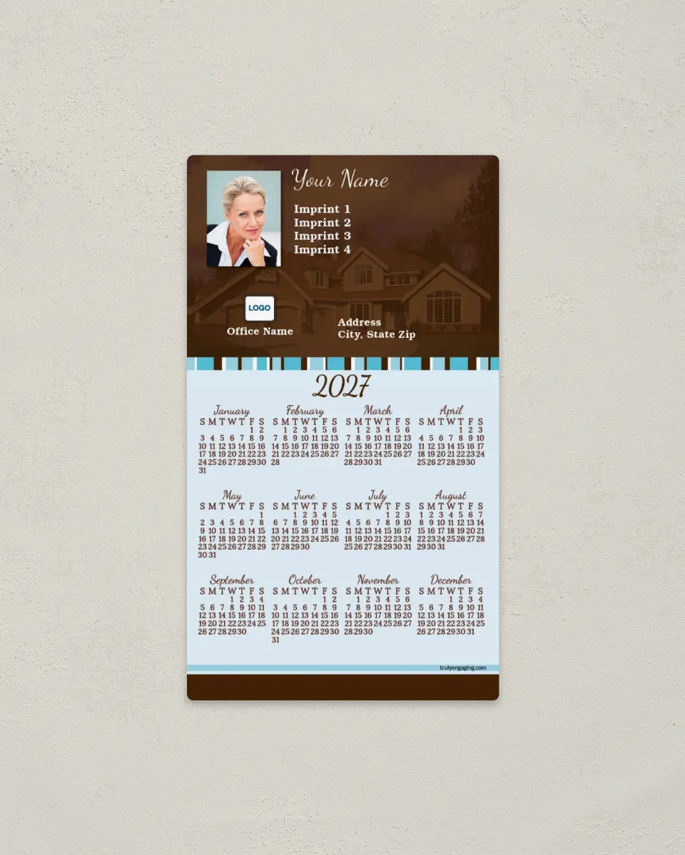 This is a 4" x 7" Full Magnet Calendar called Brown Texture printed in full color with a Standard Gloss finish