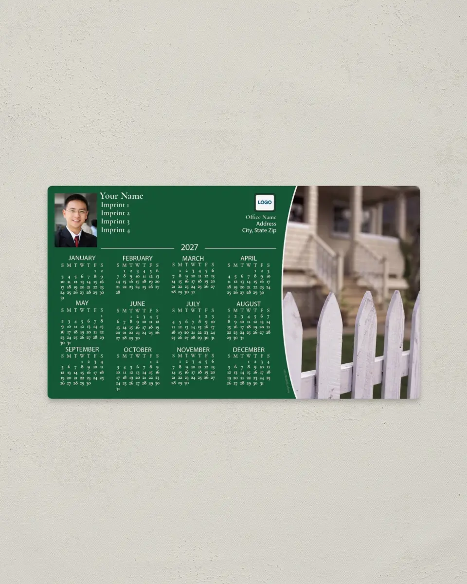 This is a 4" x 7" Full Magnet Calendar called Fence in Focus printed in full color with a Standard Gloss finish