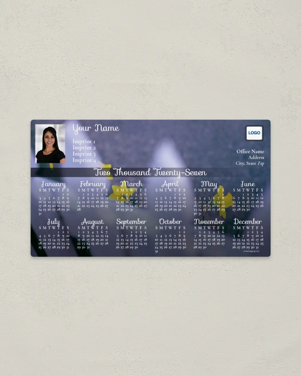 This is a 4" x 7" Full Magnet Calendar called Blurred Picket Fence printed in full color with a Standard Gloss finish