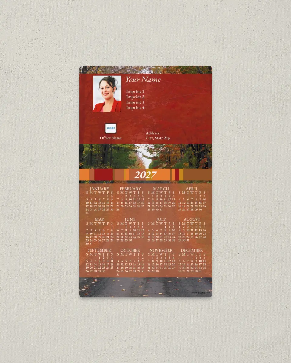 This is a 4" x 7" Full Magnet Calendar called Fall printed in full color with a Standard Gloss finish