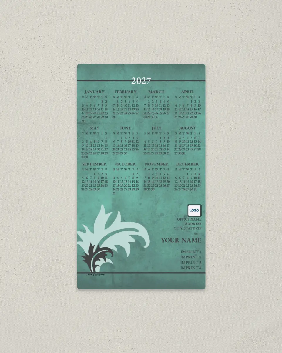 This is a 4" x 7" Full Magnet Calendar called Vintage Decoration printed in full color with a Standard Gloss finish
