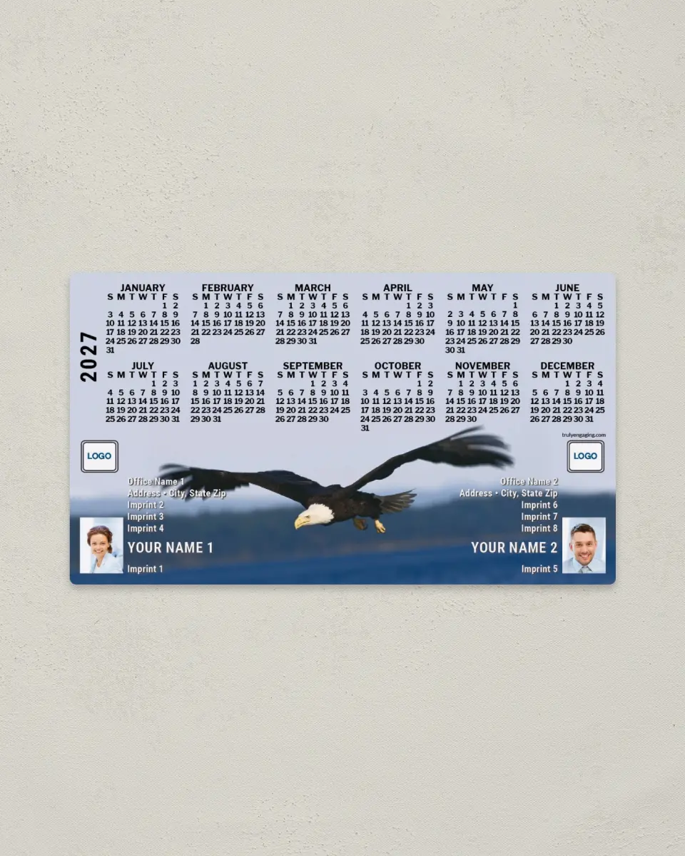 This is a 4" x 7" Full Magnet Calendar called Eagle, 2-Person printed in full color with a Standard Gloss finish