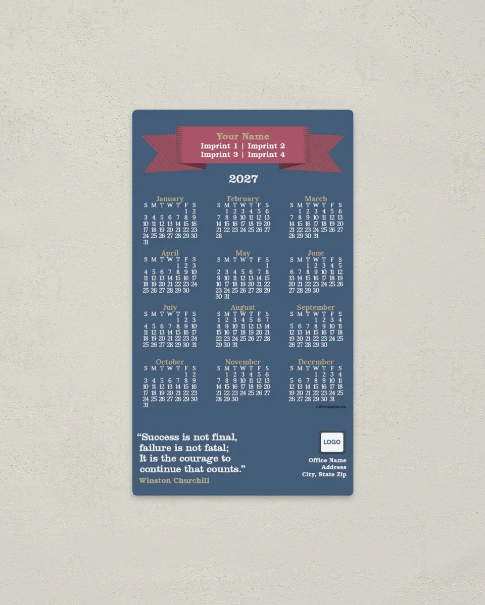 This is a 4" x 7" Full Magnet Calendar called Inspirational Quote with Banner printed in full color with a Standard Gloss finish
