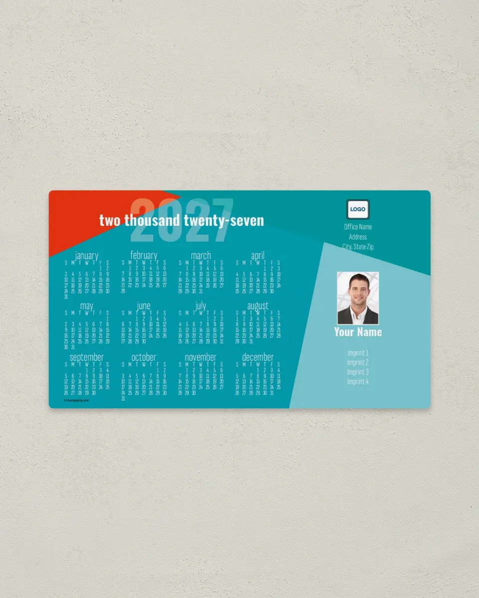 This is a 4" x 7" Full Magnet Calendar called Geometric Brand printed in full color with a Standard Gloss finish