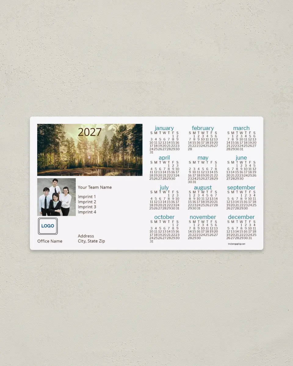 This is a 4" x 7" Full Magnet Calendar called Lake Daybreak printed in full color with a Standard Gloss finish