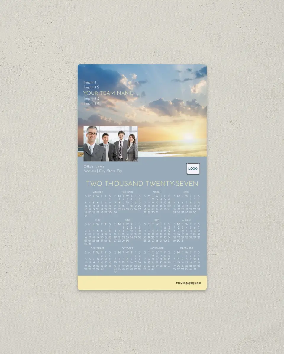 This is a 4" x 7" Full Magnet Calendar called Radiant Light printed in full color with a Standard Gloss finish