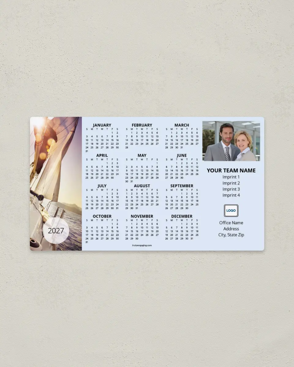 This is a 4" x 7" Full Magnet Calendar called Faithful Sails printed in full color with a Standard Gloss finish