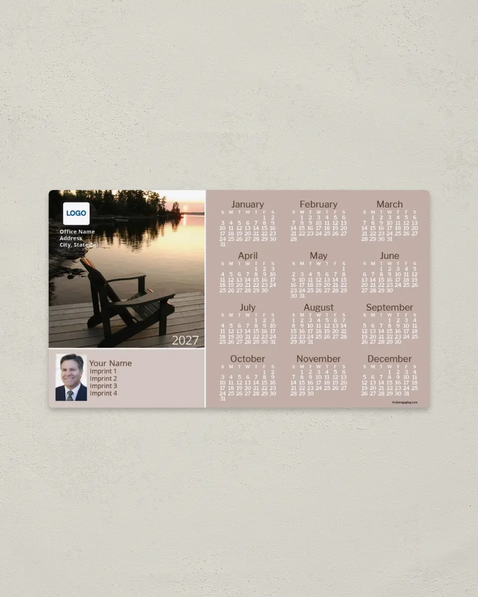 This is a 4" x 7" Full Magnet Calendar called Lakeside Luxury printed in full color with a Standard Gloss finish