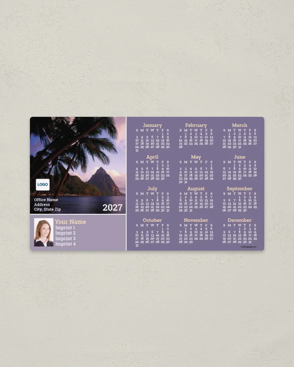 This is a 4" x 7" Full Magnet Calendar called Serene Volcano printed in full color with a Standard Gloss finish