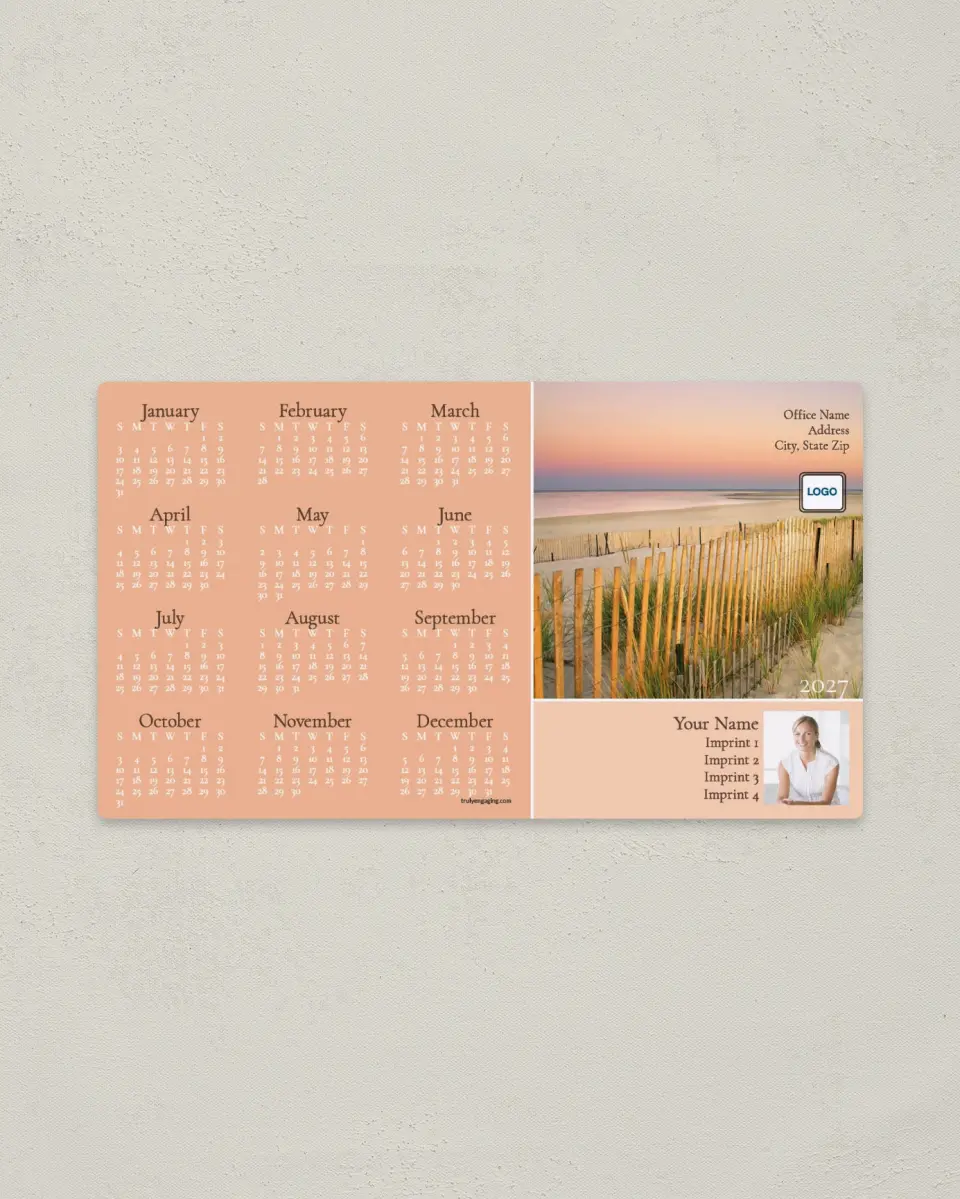This is a 4" x 7" Full Magnet Calendar called Coral Coast printed in full color with a Standard Gloss finish