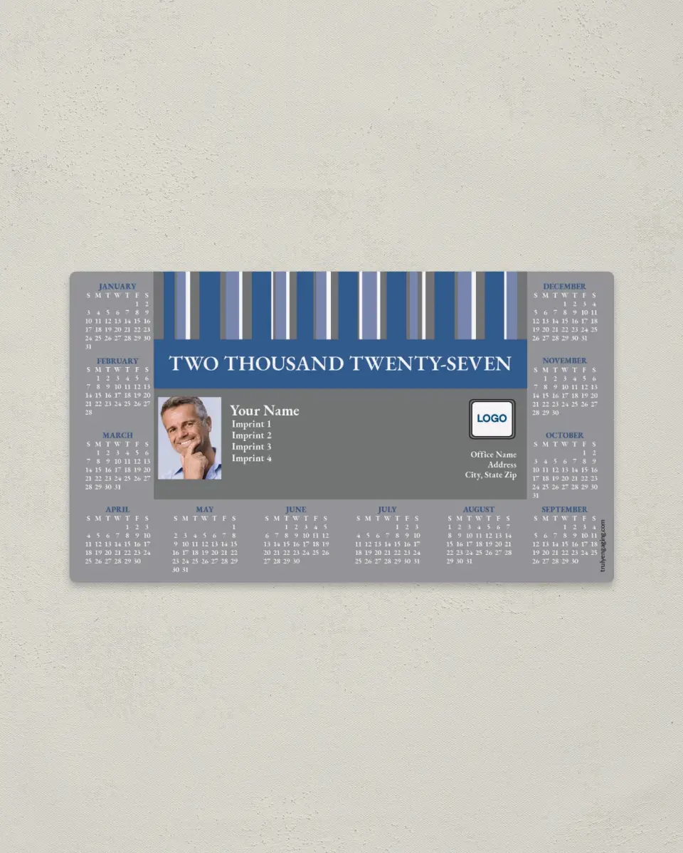 This is a 4" x 7" Full Magnet Calendar called Premier Stripes printed in full color with a Standard Gloss finish