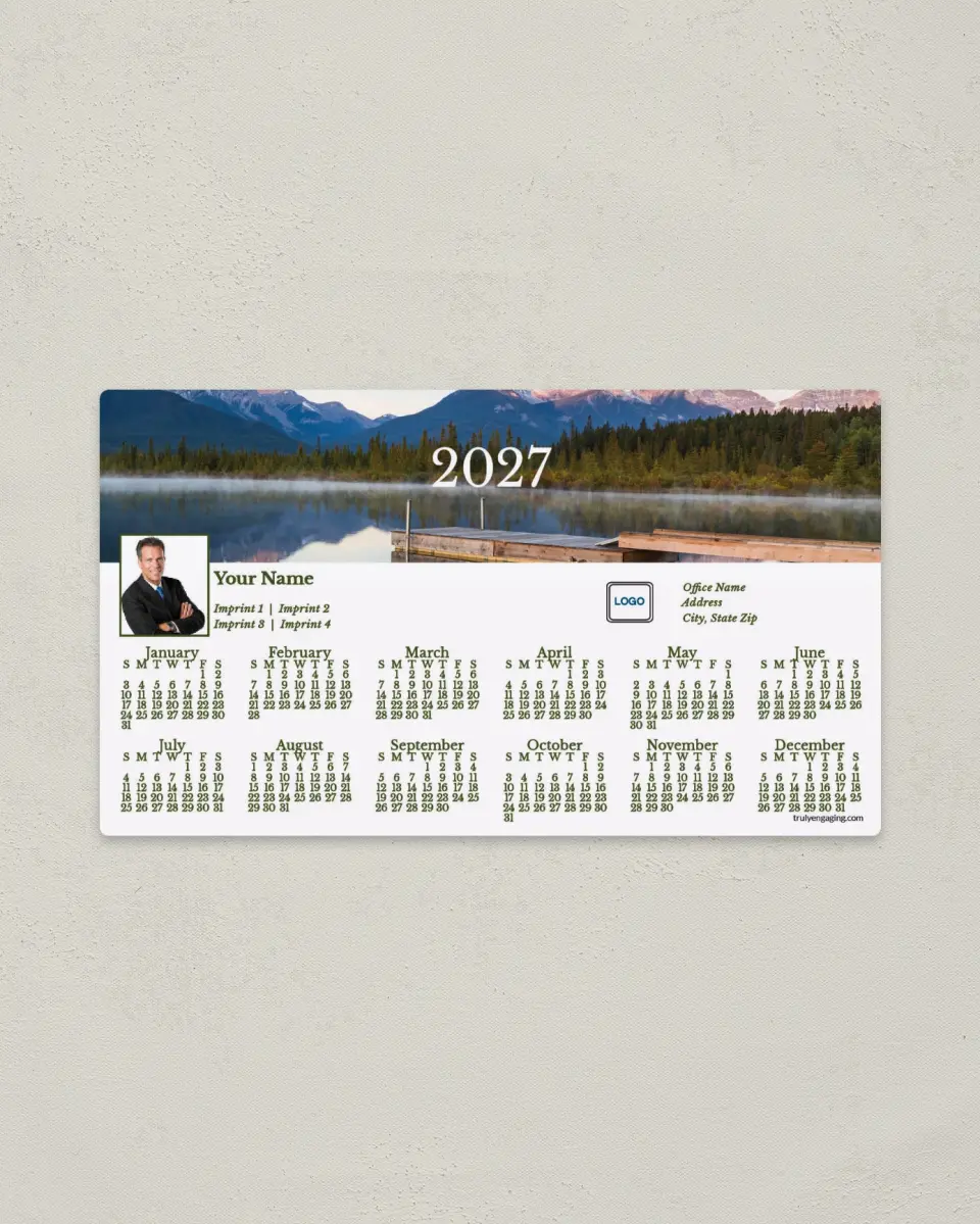 This is a 4" x 7" Full Magnet Calendar called Misty Reflections printed in full color with a Standard Gloss finish