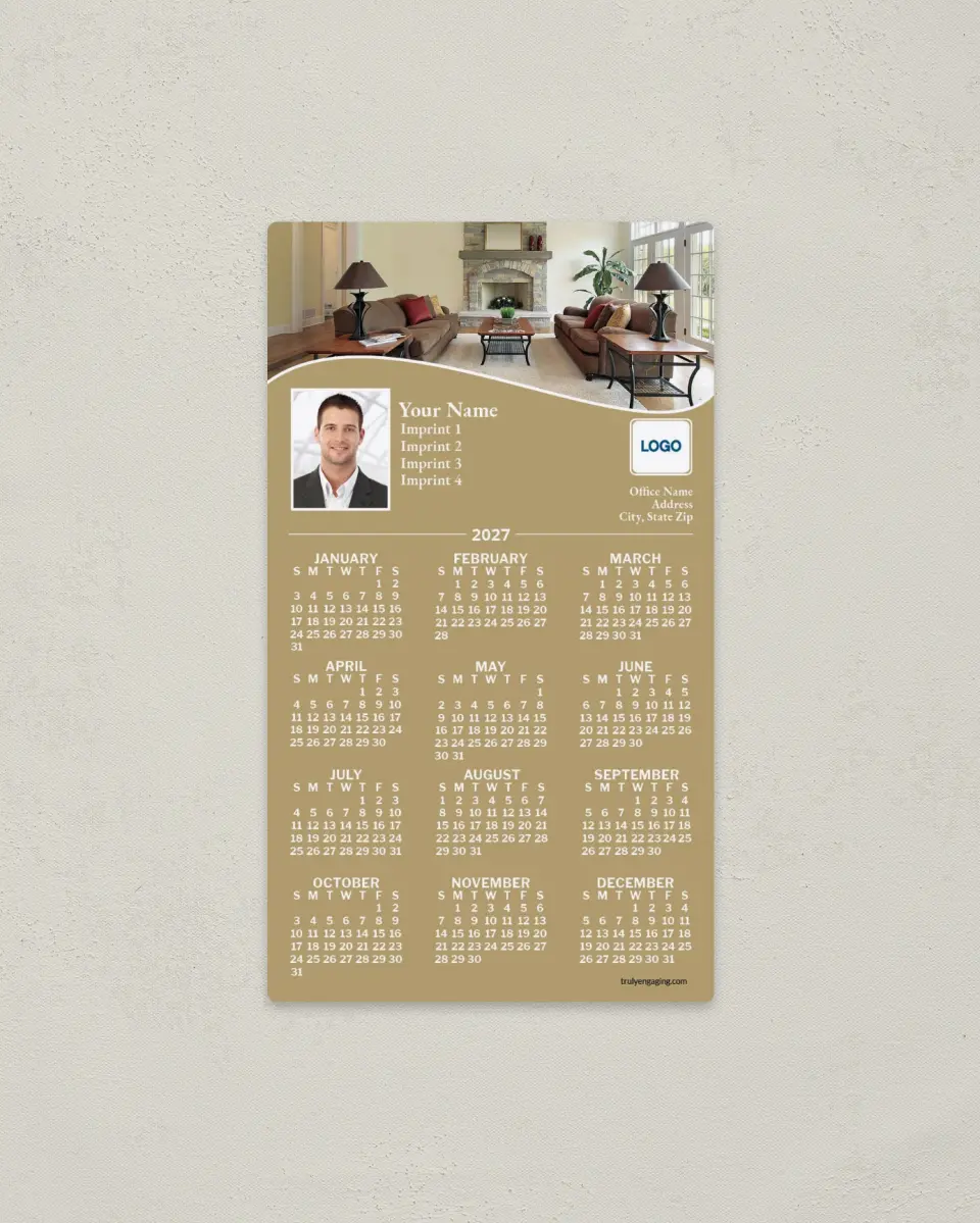 This is a 4" x 7" Full Magnet Calendar called Modish Den printed in full color with a Standard Gloss finish