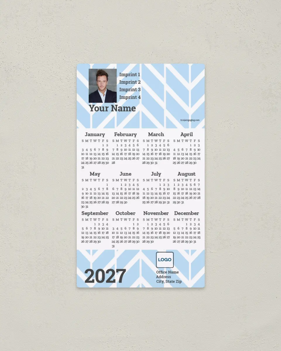 This is a 4" x 7" Full Magnet Calendar called Chevron Strong printed in full color with a Standard Gloss finish