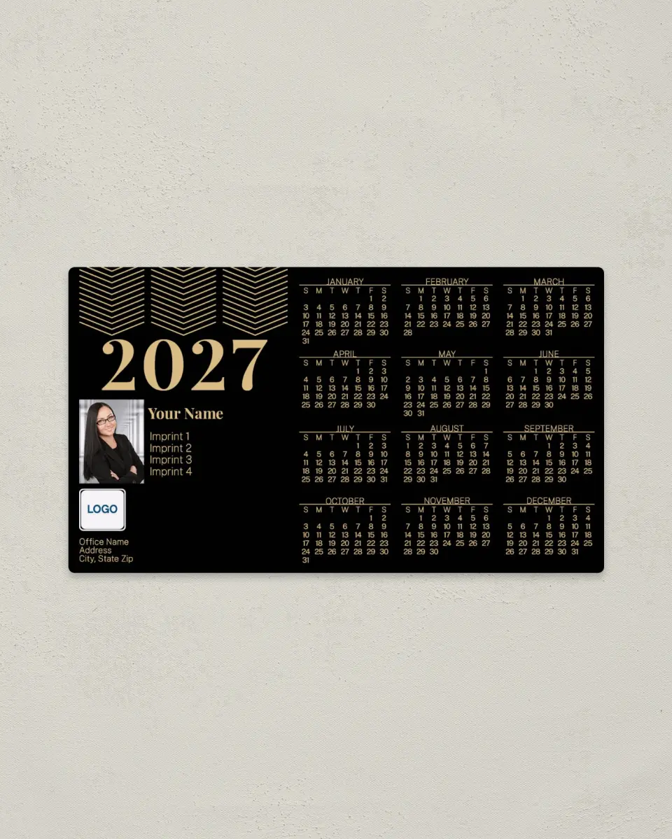 This is a 4" x 7" Full Magnet Calendar called Sharp Chevron printed in full color with a Standard Gloss finish