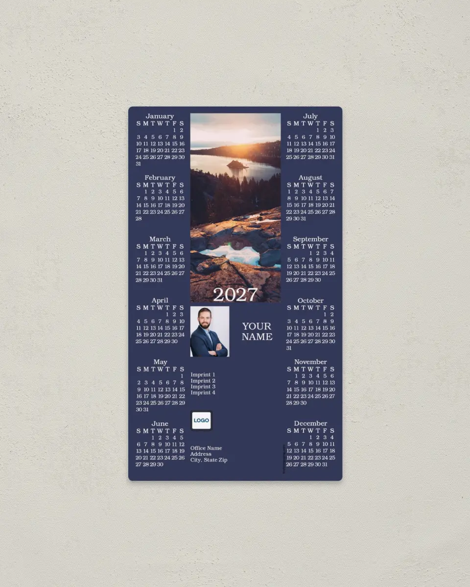 This is a 4" x 7" Full Magnet Calendar called Mountain Retreat printed in full color with a Standard Gloss finish