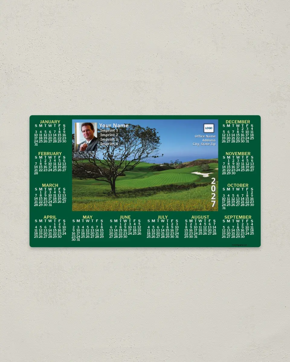 This is a 4" x 7" Full Magnet Calendar called Golf Course printed in full color with a Standard Gloss finish