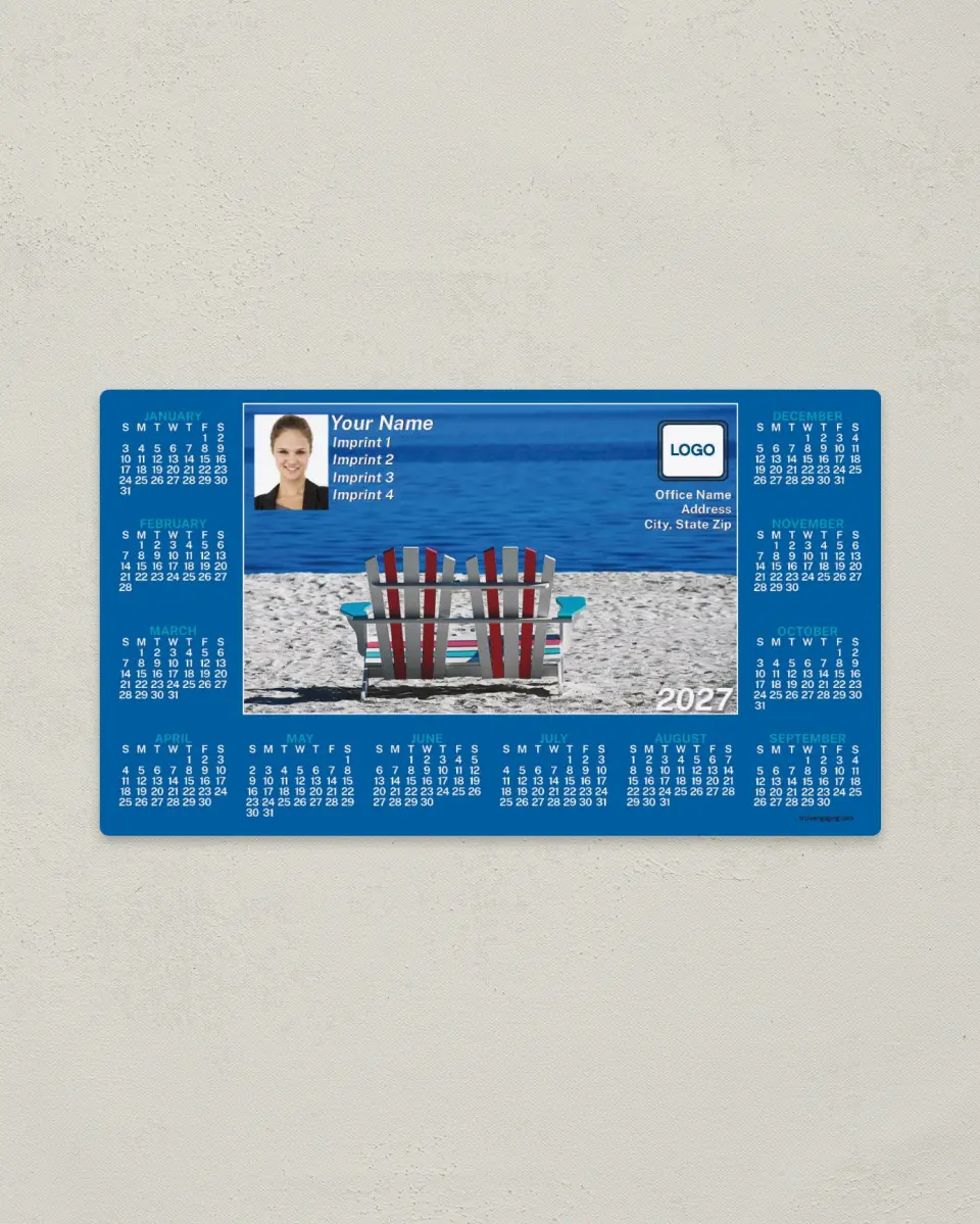 This is a 4" x 7" Full Magnet Calendar called Ocean View printed in full color with a Standard Gloss finish